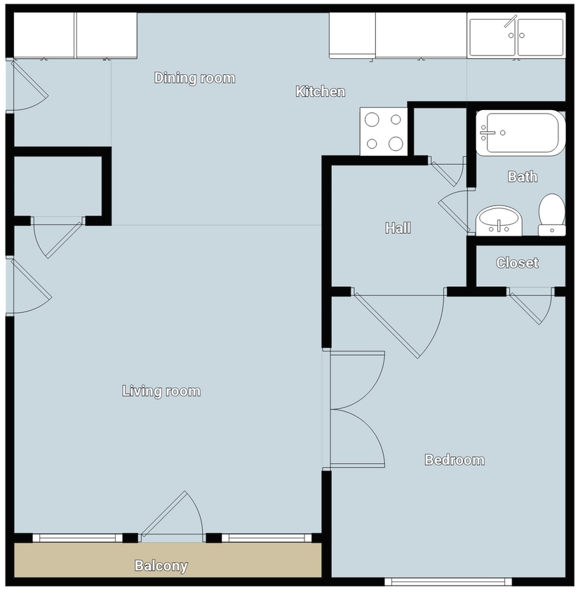 Floor Plan - 1 Bedroom Victorian (Renovated)