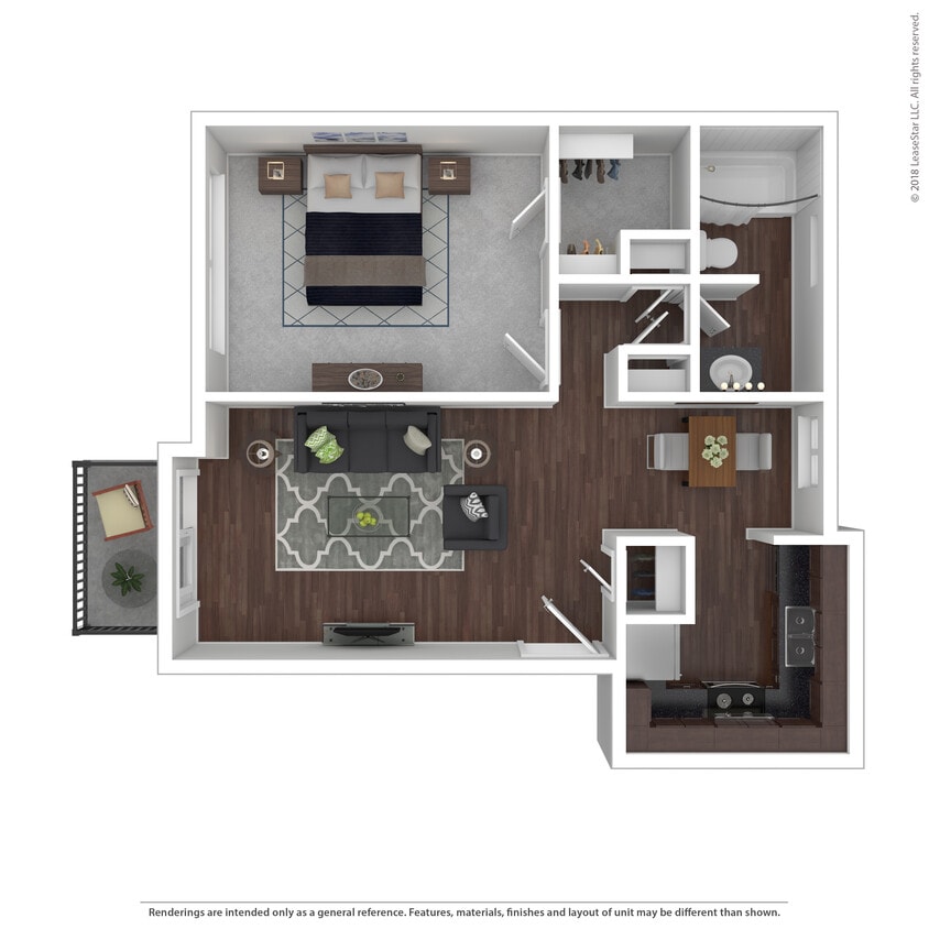 Floor Plan - Van Noy (1 Bedroom / 1 Bath)
