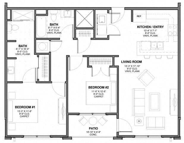 Floor Plan - Two-Bedroom (B4)