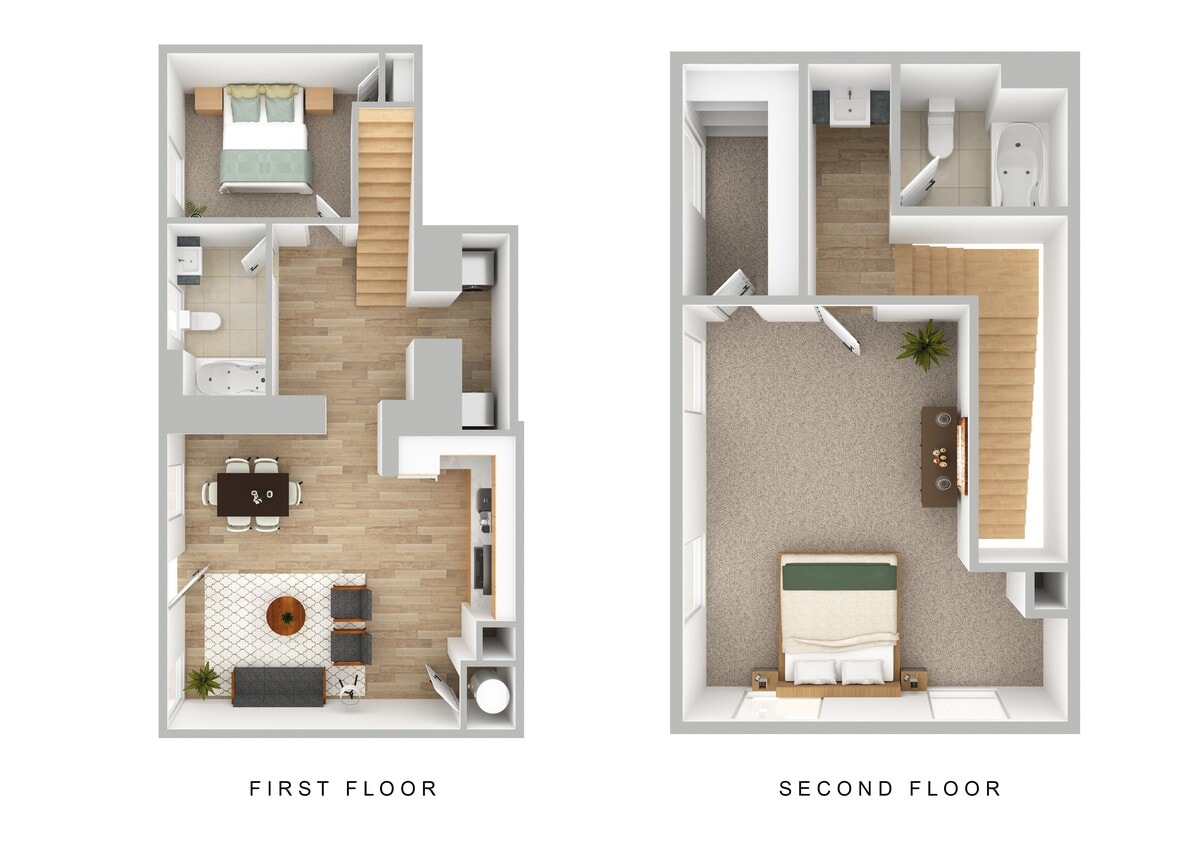 Floor Plan - 2 Bedroom 2 Bath Townhome
