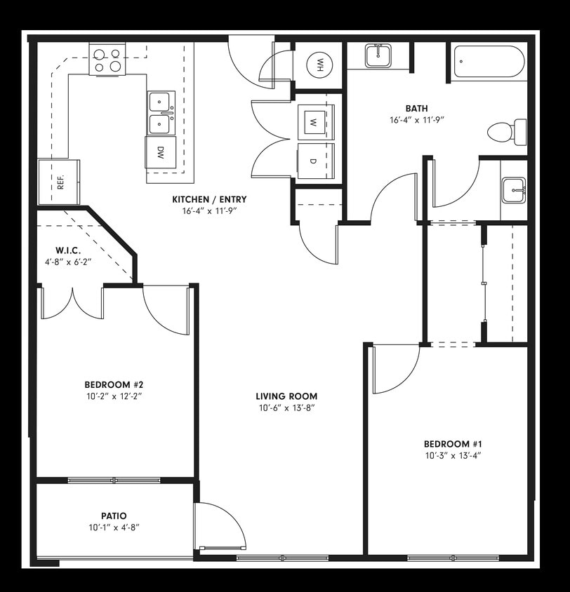 The Cedar Floor Plan | Two Bedroom and One Bathroom - The Cedar