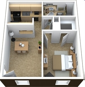 1BR/1BA - 1 Bedroom