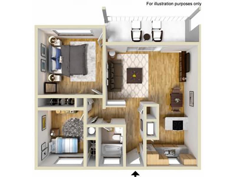Floor Plan - 2 Bedroom 1 Bathroom AW