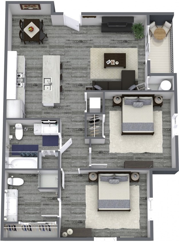 Floor Plan - Two Bed, Two Bath