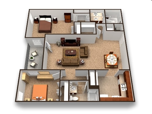 2BR/2BA - West Mid B4