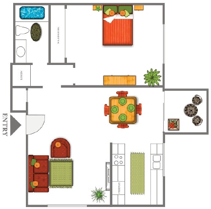 Floor Plan - 1BR/1BA