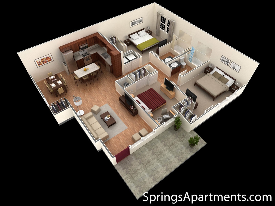 Floor Plan - 3 BR Grand Courtyard Garage