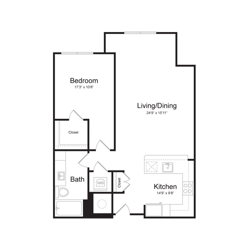 Floor Plan - One Bedroom/One Bath (1H-A)