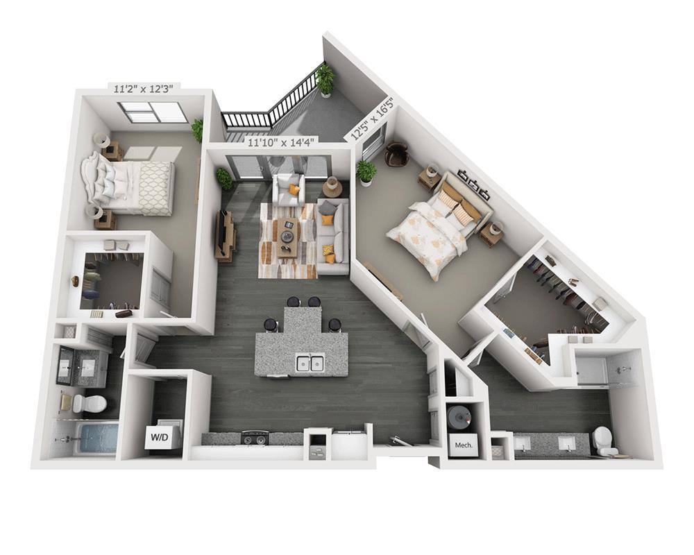 Floor Plan - Two Bedroom B2D