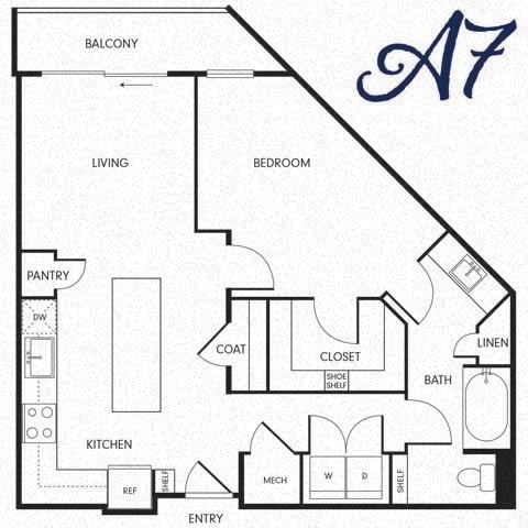 Floor Plan - One-Bedroom (A7)