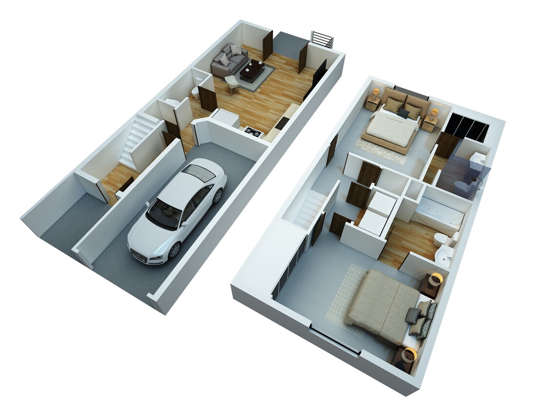 Floor Plan - Townhome Style- 2 Bedroom with Garage