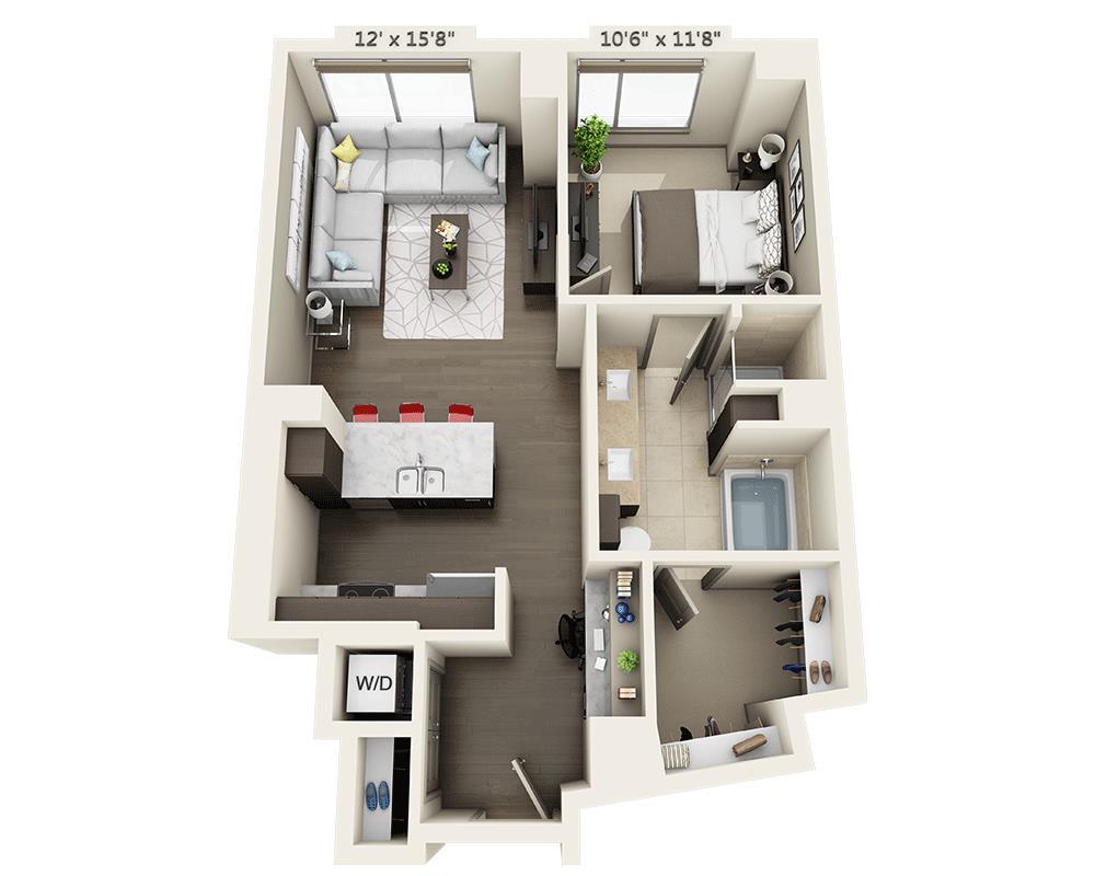 Floor Plan - One Bedroom A1D