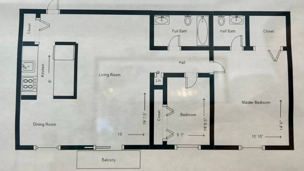 Floor Plan - The Tiffany (2x1.5 - 1,035SF) - Designer