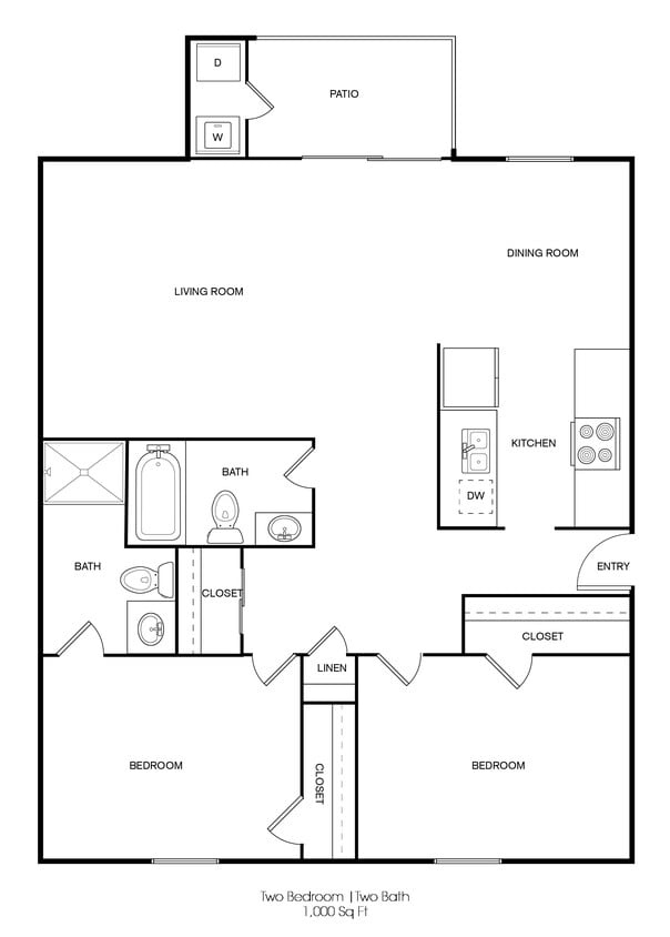 Jill 2 Bed / 2 Bath 1000 - Jill