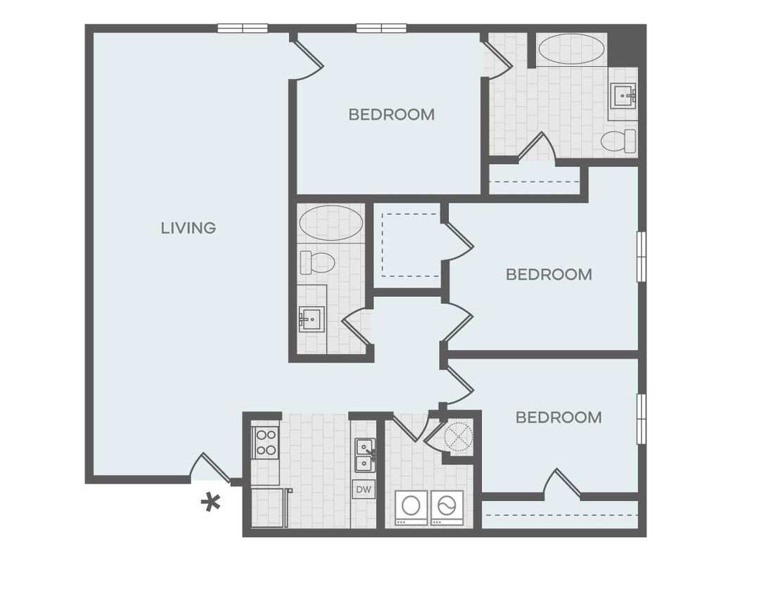 Floor Plan - 3 BR | 2 BA