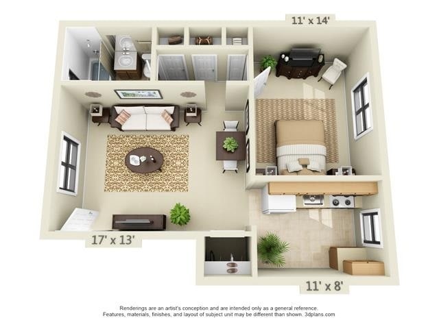 Floor Plan - 1 BR