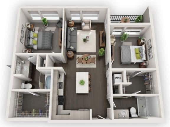 Floor Plan - Two Bed Two Bath B1