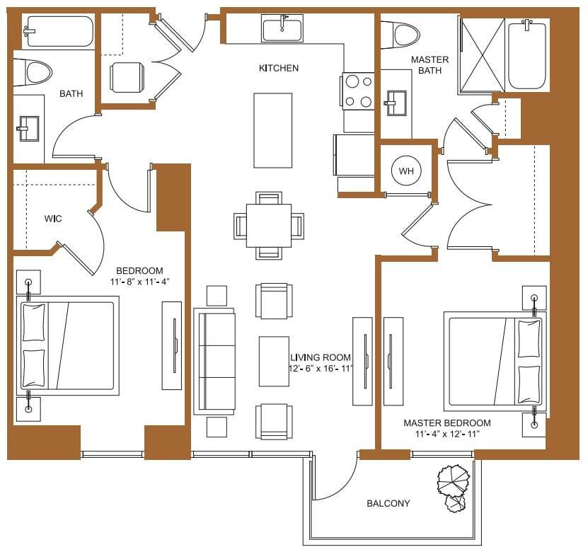 Floor Plan - 2 Bed/2 Bath-B2