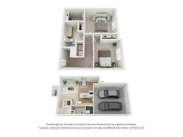 Floor Plan - Townhome Style 2 Bedroom 1.5 Bathroom