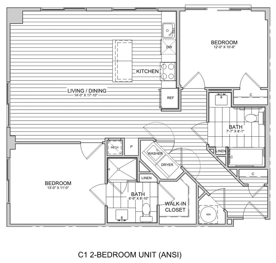 Floor Plan - 2 Bed/2 Bath-C1 ANSI