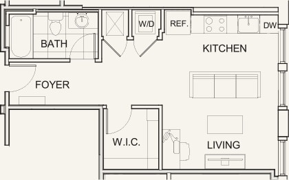 Floor Plan - Studio 526 SF
