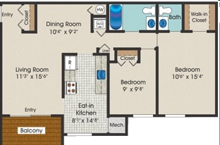 2BR/1.5BA - 2BR 1.5BA (873sf)