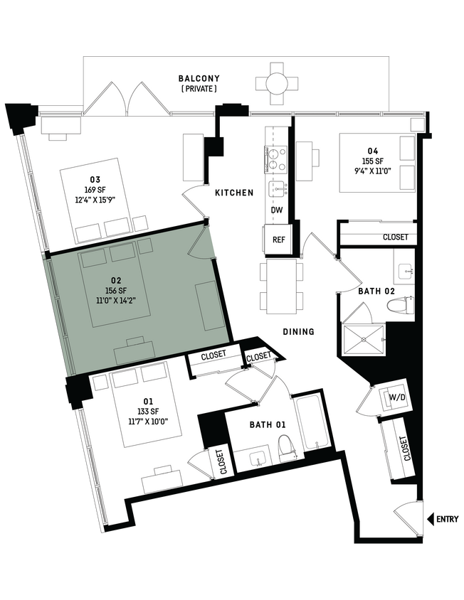 Floor Plan - Co-Living D3-Bedroom 2