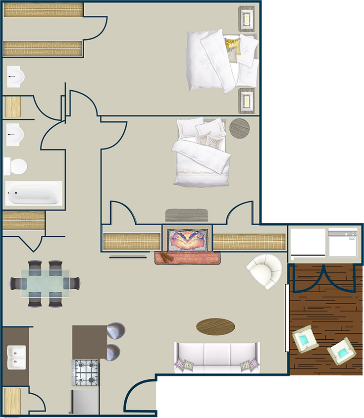 CP Waterfront - *D - 1 Beds - 1 Baths - 871 Sq. ft. - D