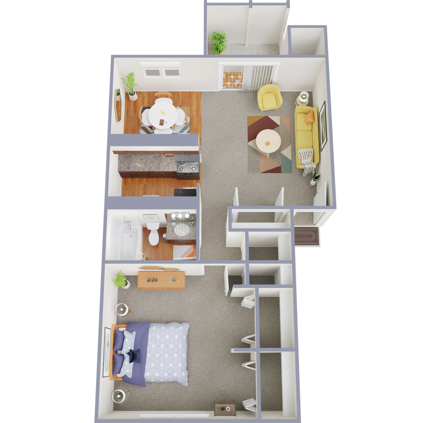 Floor Plan - 1 Bedroom 1 Bath