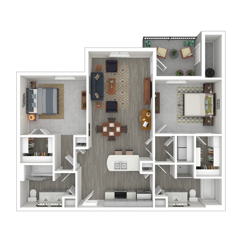 Floor Plan - 2 Bed 2 Bath 1213 SqFt (1084 Net)