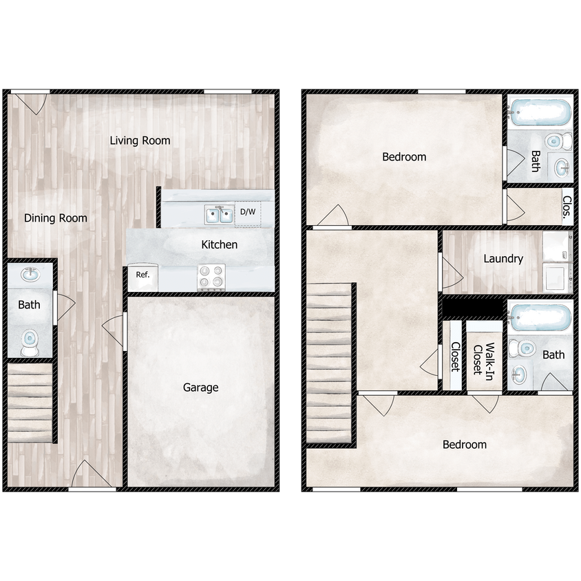 Floor Plan - 2x2.5 1,200 SqFt