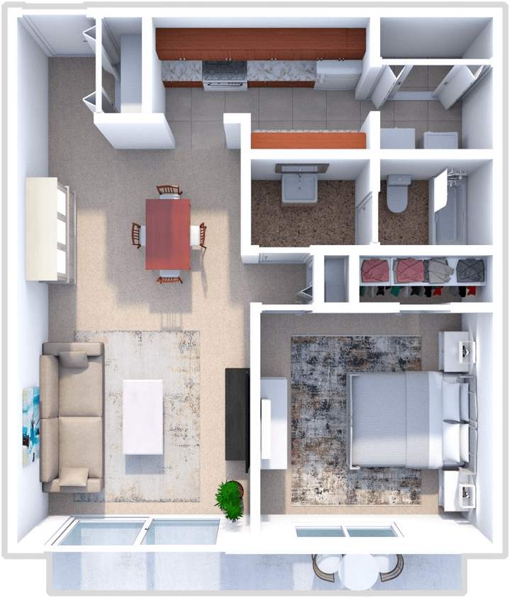 Floor Plan - 1 Bed 1 Bath