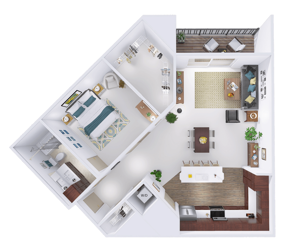 Floor Plan - CrossTown - J1 - Studio - 1 Bath