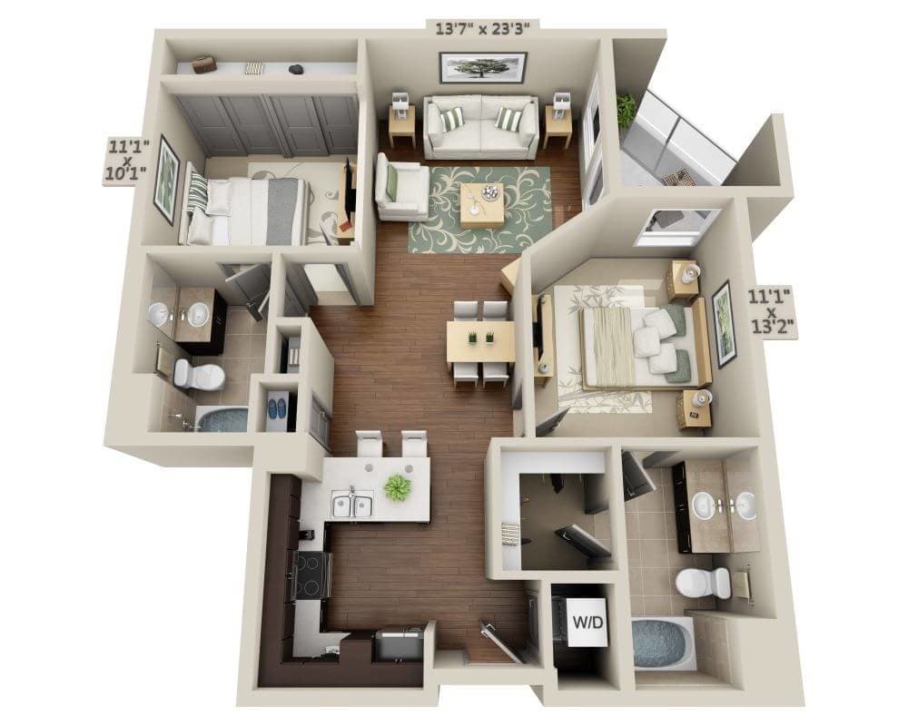 Floor Plan - Two Bedroom B2A