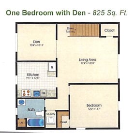Floor Plan - Den One Bedroom