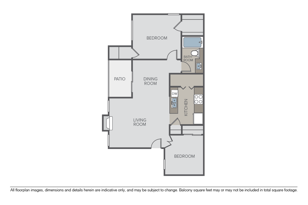 Floor Plan - Plan 21A (2 Bed, 1 Bath)