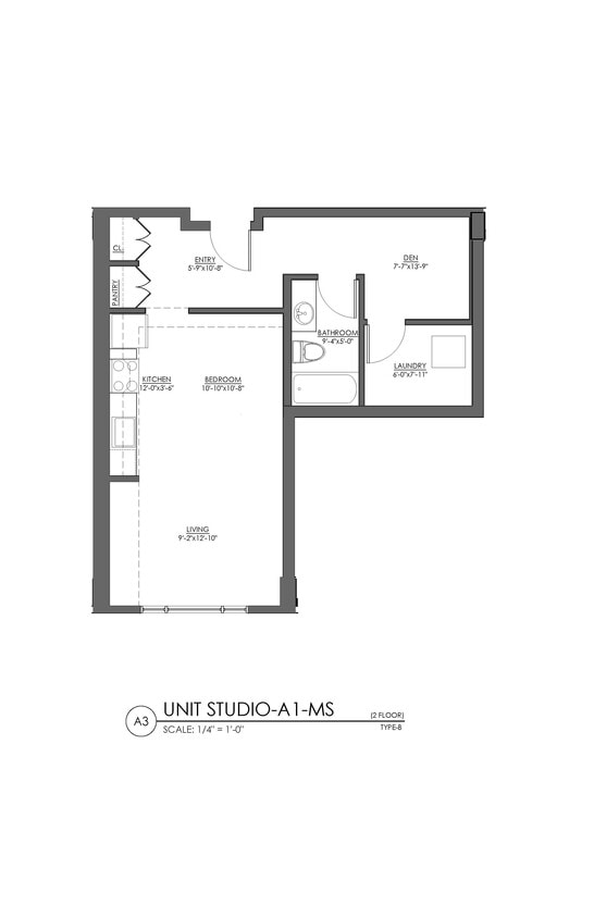 Floor Plan - Studio - 630 sqft