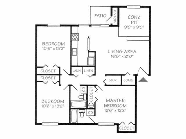 The Manor - 3 Bedroom 2 Bathroom 1157 Sq. Ft.
