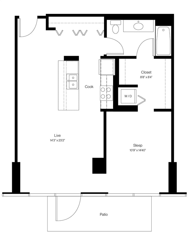 Floor Plan - 1 Bed/1 Bath 