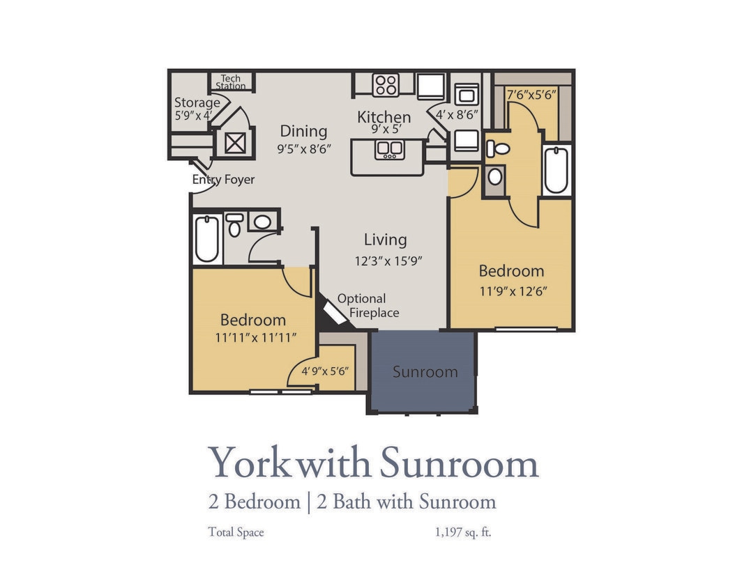 Floor Plan - York with Sunroom