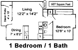 1BR/1BA - 1x1 S