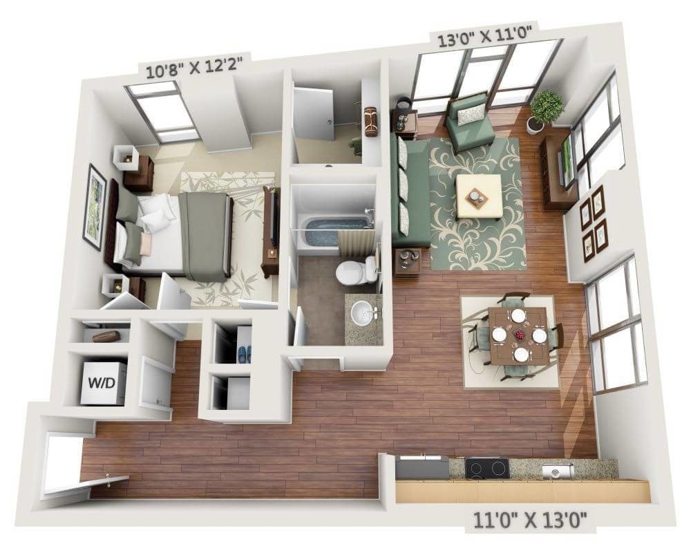 Floor Plan - One Bedroom A1B