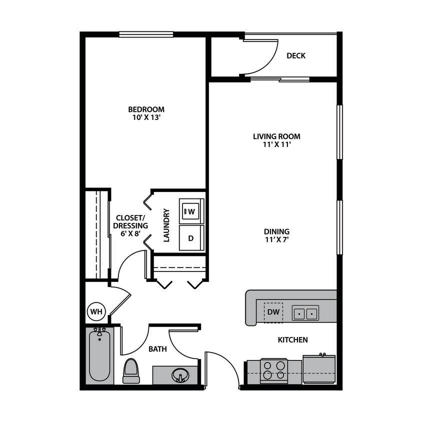 Floor Plan - One Bedroom Exterior