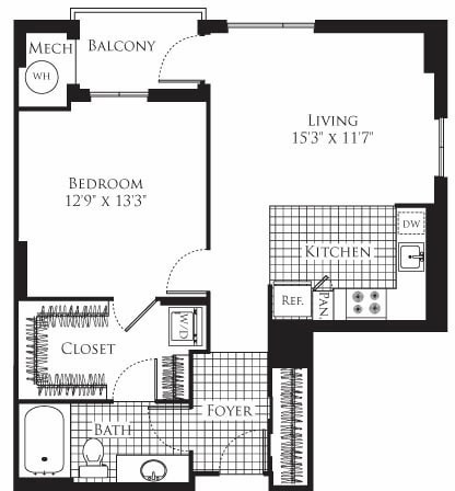 Floor Plan - 1 Bedroom- 785