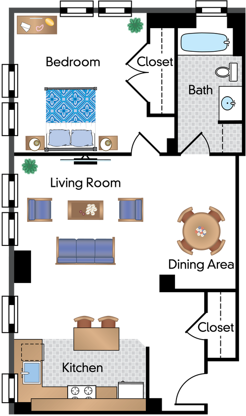 Floor Plan - 1 Bedroom #10 