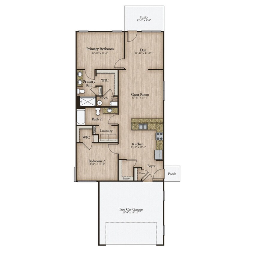 Floor Plan - Copeland - Two Bedroom + Flex Space