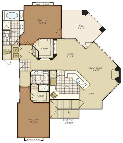 Floor Plan - Two Bedroom 1B2HG-1B2HGU-2B2HG