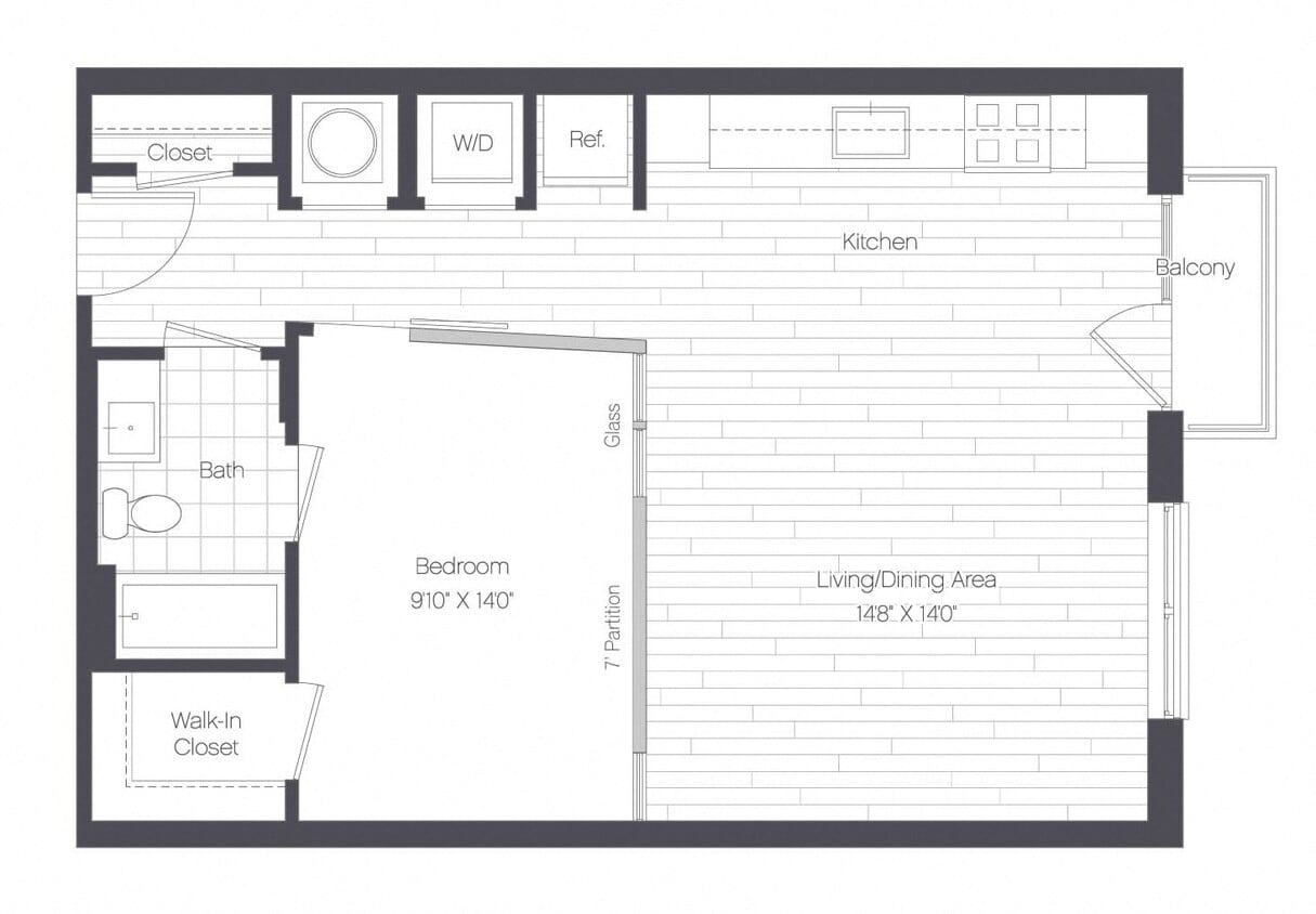 Floor Plan - 1 Bed/1 Bath-1E