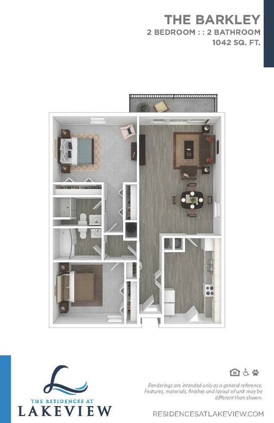 Residences at Lakeview Barkley Floor Plan.pdf.jpg - 2 Bedroom 2 Bathroom