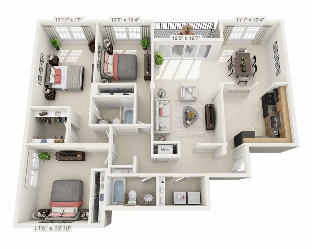 Floor Plan - Three Bedroom C2